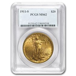 1911-S $20 Saint-Gaudens Gold Double Eagle MS-62 PCGS
