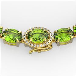 80 ctw Peridot & VS/SI Diamond Micro Pave Necklace 14k Yellow Gold