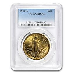 1915-S $20 Saint-Gaudens Gold Double Eagle MS-63 PCGS