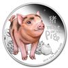Image 1 : 2019 Tuvalu 1/2 oz Silver Lunar Baby Pig Proof (Colorized)