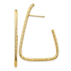 14k Yellow Gold Diamond-cut Post Dangle Earrings