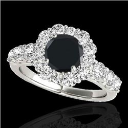 2.9 ctw Certified VS Black Diamond Solitaire Halo Ring 10k White Gold