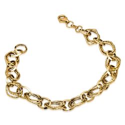14k Gold Polished and Textured Fancy Link Bracelet