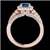Image 2 : 2 ctw SI Certified Blue Diamond Solitaire Halo Ring 10k Rose Gold