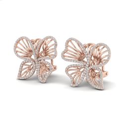 1.25 ctw Designer Micro Butterfly VS/SI Diamond Earrings 14k Rose Gold