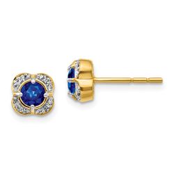 14k Yellow Gold Diamond & Sapphire Fancy Earrings - 5 mm