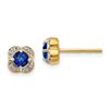 Image 1 : 14k Yellow Gold Diamond & Sapphire Fancy Earrings - 5 mm