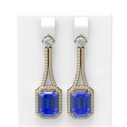 10.57 ctw Tanzanite & Diamond Earrings 18K Yellow Gold