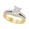 Image 1 : 14K Yellow Gold Princess Diamond Bridal Wedding Engagement Ring Band Set 7/8 Cttw