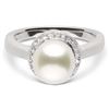 Image 2 : White Akoya Pearl and Diamond Halo Ring