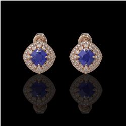 4.99 ctw Certified Sapphire & Diamond Victorian Earrings 14K Rose Gold