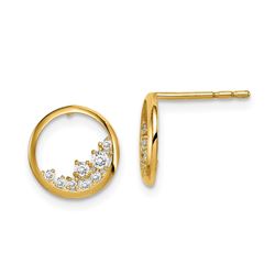 14k Cubic Zirconia Circle Post Earrings - 39 mm