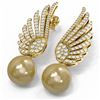 Image 3 : 2.16 ctw Diamond & Pearl Earrings 18K Yellow Gold