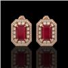 Image 1 : 13.75 ctw Certified Ruby & Diamond Victorian Earrings 14K Rose Gold