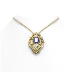 7.41 ctw Sapphire & Diamond Necklace 18K Yellow Gold