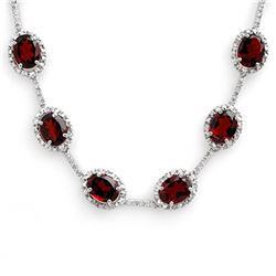 41.0 ctw Garnet & Diamond Necklace 14k White Gold