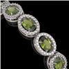 Image 3 : 13.87 ctw Tourmaline & Diamond Micro Pave Halo Bracelet 10k White Gold