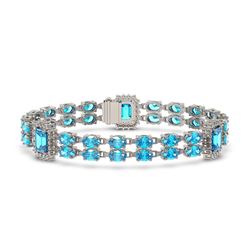 17.68 ctw Swiss Topaz & Diamond Bracelet 14K White Gold