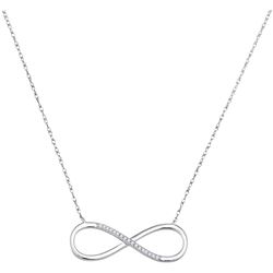 10kt White Gold Round Diamond Infinity Pendant Necklace 1/20 Cttw
