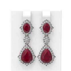 11.32 ctw Ruby & Diamond Earrings 18K White Gold