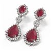 Image 3 : 11.32 ctw Ruby & Diamond Earrings 18K White Gold