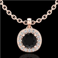 1.1 ctw Fancy Black Diamond Art Deco Stud Necklace 18k Rose Gold