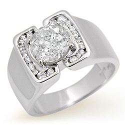 2.08 ctw Certified Diamond Men's Ring 10k White Gold