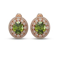 14.61 ctw Tourmaline & Diamond Victorian Earrings 14K Rose Gold