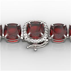 35 ctw Garnet & Micro VS/SI Diamond Designer Bracelet 14k White Gold