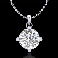 1 ctw VS/SI Diamond Solitaire Art Deco Stud Necklace 18k White Gold