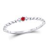 Image 1 : 10kt White Gold Round Ruby Solitaire Diamond Stackable Band Ring .03 Cttw