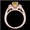 Image 2 : 1.45 ctw SI/I Fancy Intense Yellow Diamond 3 Stone Ring 10k Rose Gold