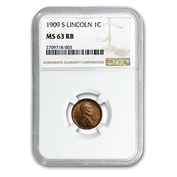 1909-S Lincoln Cent MS-63 NGC (Red/Brown)