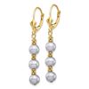 Image 2 : 14k Yellow Gold Grey Semi-round Pearl Leverback Earrings - 5-6 mm