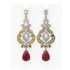 Image 1 : 12.64 ctw Ruby & Diamond Earrings 18K Yellow Gold