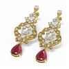 Image 3 : 12.64 ctw Ruby & Diamond Earrings 18K Yellow Gold