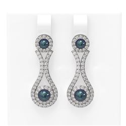 2.03 ctw Diamond & Pearl Earrings 18K White Gold
