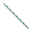 Image 1 : 14K White Gold Diamond and Emerald Figure 8 Bracelet - 7 in.