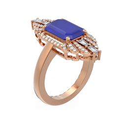 6.52 ctw Sapphire & Diamond Ring 18K Rose Gold