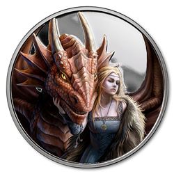 1 oz Silver Colorized Round - Anne Stokes Dragons: Friend or Foe