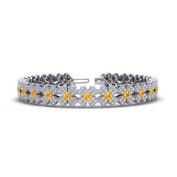 6.50 ctw Citrine & Micro Pave VS/SI Diamond Bracelet 18k White Gold