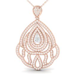 2 ctw Micro Pave VS/SI Diamond Designer Necklace 14k Rose Gold