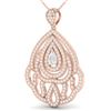 Image 2 : 2 ctw Micro Pave VS/SI Diamond Designer Necklace 14k Rose Gold