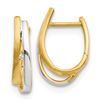 Image 1 : 14k Two-tone Diamond Hinged Hoop Earrings - 21 mm