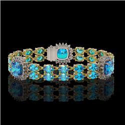 18.97 ctw Swiss Topaz & Diamond Bracelet 14K Yellow Gold