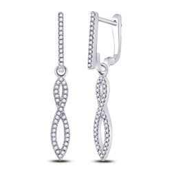 10kt White Gold Round Diamond Dangle Earrings 1/5 Cttw