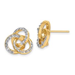14k Yellow Gold Diamond Loveknot Post Earrings