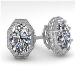 2.0 ctw VS/SI Oval Cut Diamond Stud Earrings DECO 14k White Gold