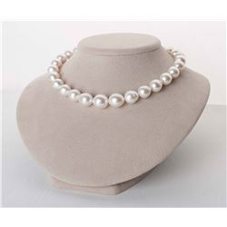 Silver-Rose White South Sea Drop-Shape Pearl Necklace, 18", 12.3-15.6mm, AA+/AAA Quality