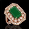 Image 1 : 7.11 ctw Certified Emerald & Diamond Victorian Ring 14K Rose Gold